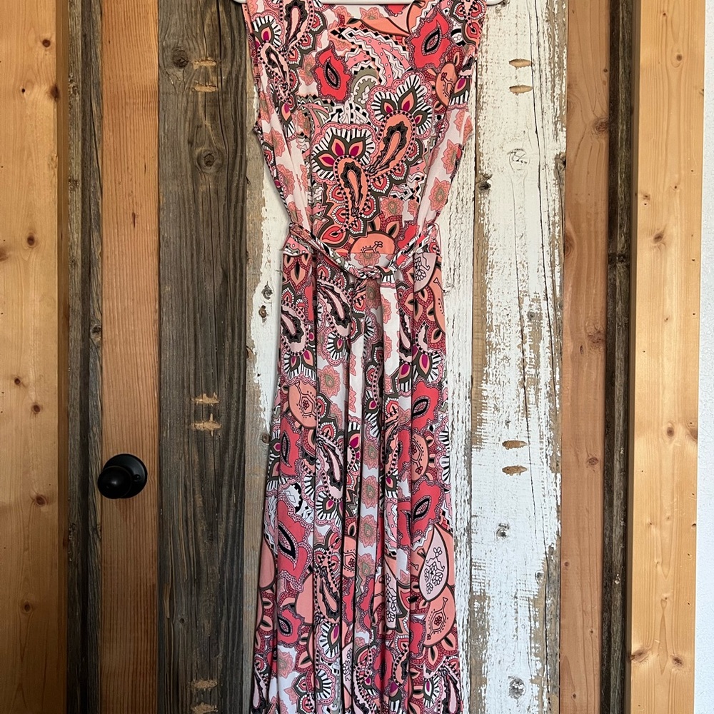 Charter Club Pink and Black Paisley Maxi Dress